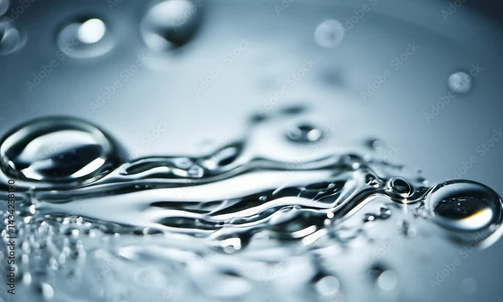 Mercury liquid drops forming spheres and patterns