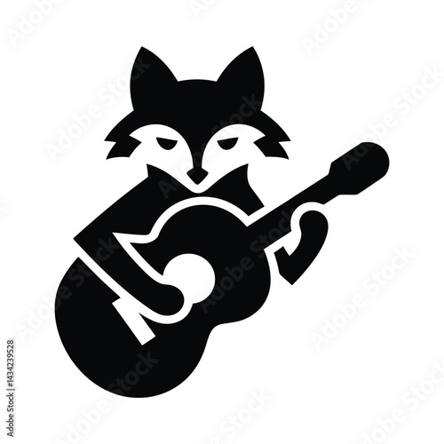 Fox Playing Guitar - Fun Animal Music Logo, Musical Fox Logo for Creative Projects
