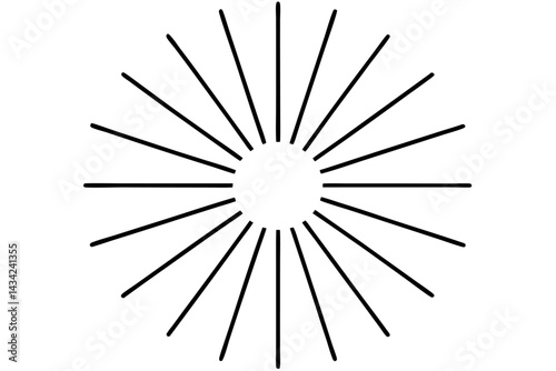 Abstract sun explosion with pencils forms a colorful, light pattern