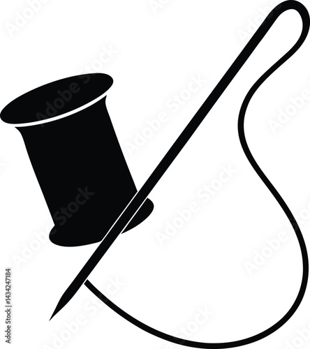 vector illustration of a magic hat and needle