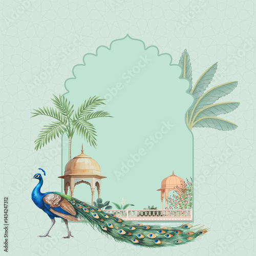 Wallpaper Mural Pichhwai theme Wedding Monogram. Traditional Mughal Wedding Monogram Design Torontodigital.ca