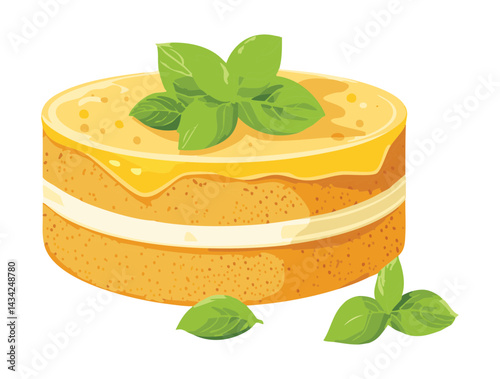 Sponge Layer Cheese Cake - Vector Illustration