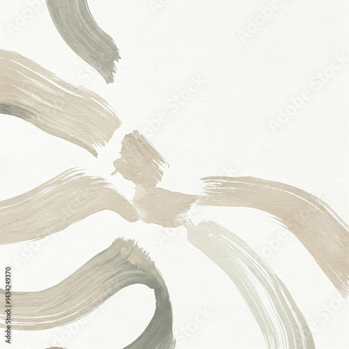 Japandi Wallpaper Minimalist Brushstrokes Organic Design Earthy Tones Copy Space