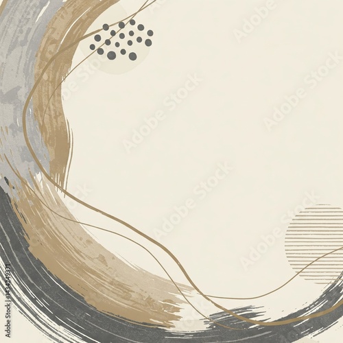 Japandi Wallpaper Minimalist Brushstrokes Organic Design Earthy Tones Copy Space