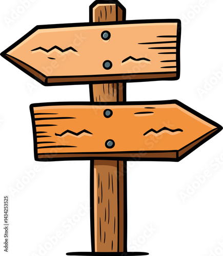 High‑Quality Handcrafted Wooden Arrow Sign Vector Illustration for Directional Navigation, Wayfinding, and Vintage Rustic Outdoor Decor