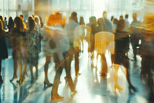Blurred Crowd: Busy professional people move in a public space Business and lifestyle