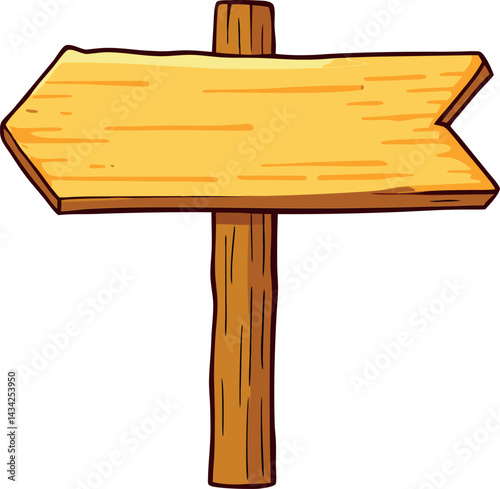 High‑Quality Handcrafted Wooden Arrow Sign Vector Illustration for Directional Navigation, Wayfinding, and Vintage Rustic Outdoor Decor