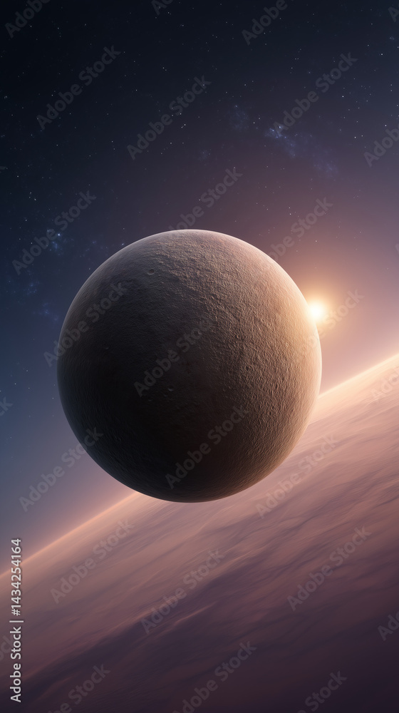Obraz premium Planet in Space with Sunlight Background 