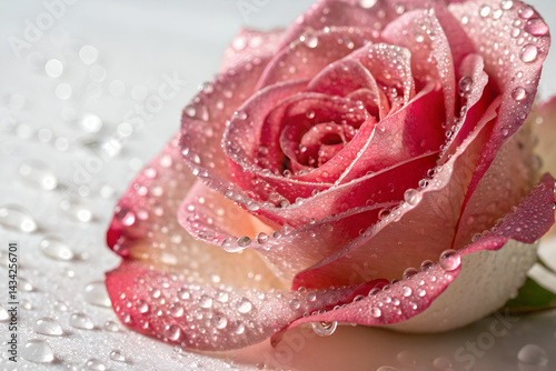 pink rose with water drops