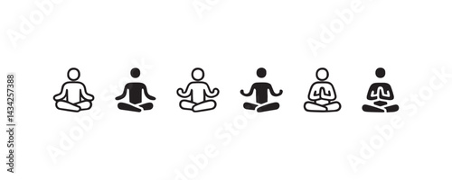 Meditation pose icons in minimalist style Vector