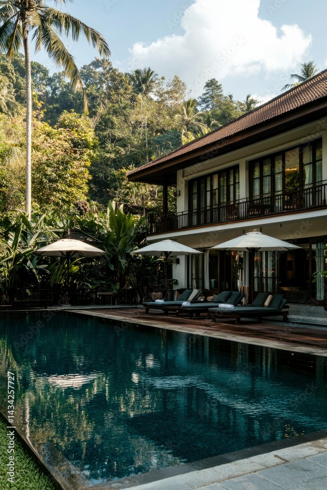 Obraz premium Luxurious tropical villa poolside