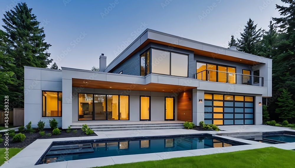 Fototapeta premium Stunning Close-Up of Modern Residential Architecture Exterior