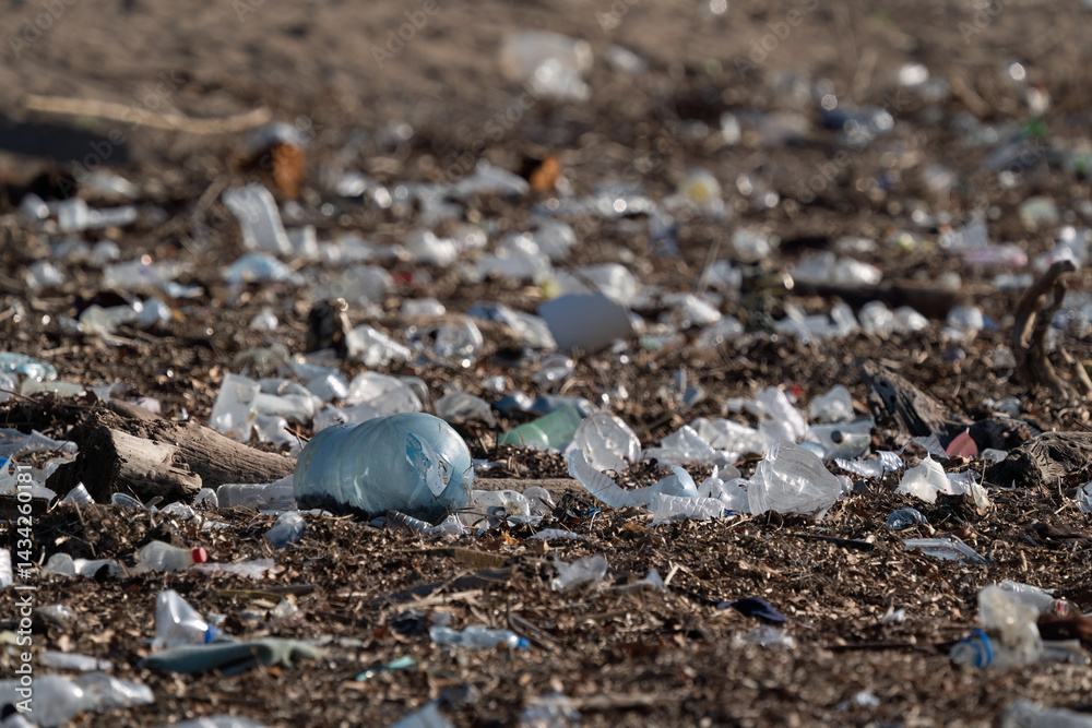 Pile of plastic garbage by the sea Pile of plastic garbage by the sea