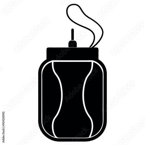Bold silhouette of dental floss box for hygiene concept vector