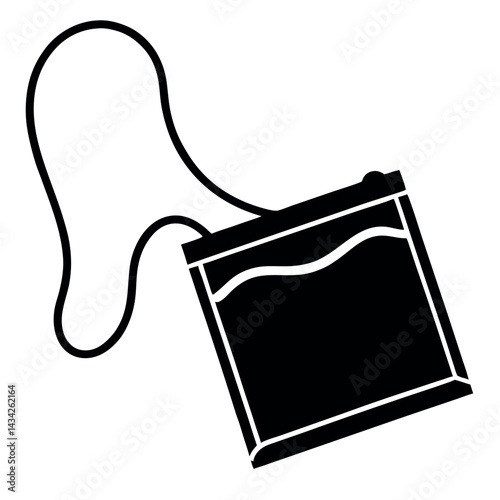 Black silhouette of a floss container for dental care visuals
