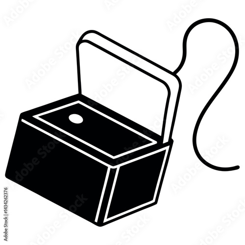 Dental hygiene floss pack in solid black vector icon
