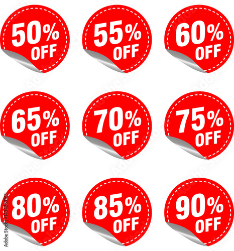 off discount sticker with curled edge for promotional sales, ecommerce marketing, business offers, retail discounts, clearance events, flash sales, and seasonal promotions"