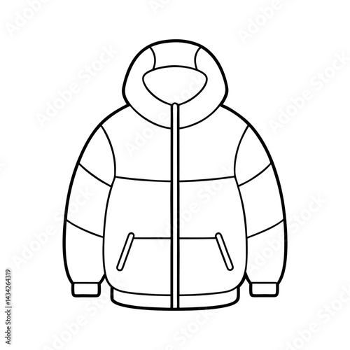 Puffer Jacket Outline Vector
