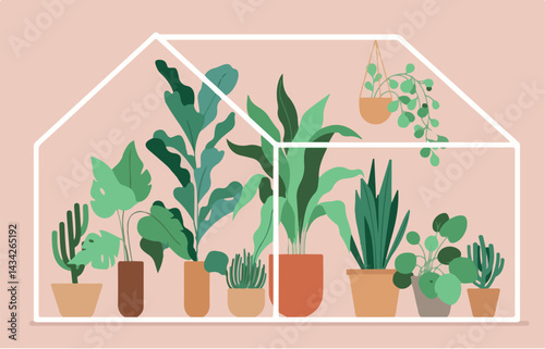 Trees in a pot, home plant vector illustration flowers and plants colorful pattern art illustration