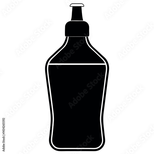 Minimalist mouthwash icon in solid black on white background