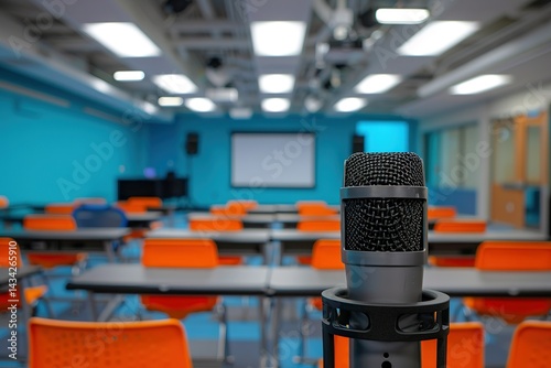 Classroom Microphone: Audio recording in a brightly lit classroom environment