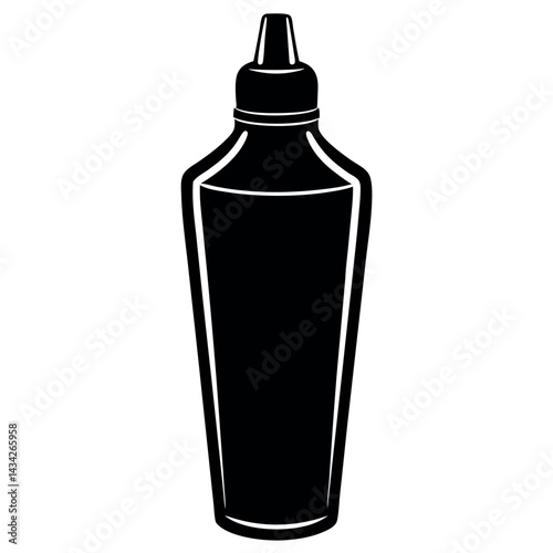 Oral hygiene mouthwash bottle in bold silhouette style