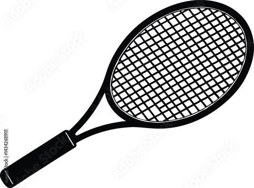 Tennis racket vector icon, Tennis racket silhouette vector