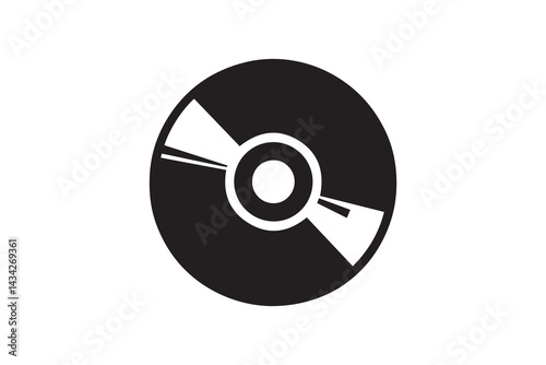 simple and unobtrusive  Compact disk vector silhouette illustration isolated in white background