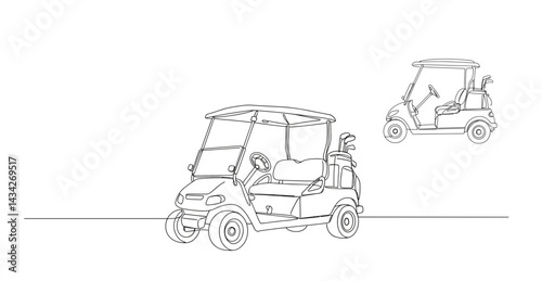 Golf cart silhouette vector illustration with simple design, outline style, copy space