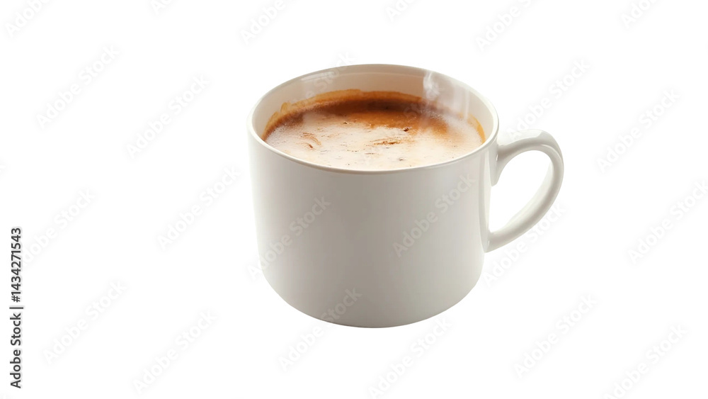 Fototapeta premium White Cup with Hot Coffee on White Background on Transparent Background