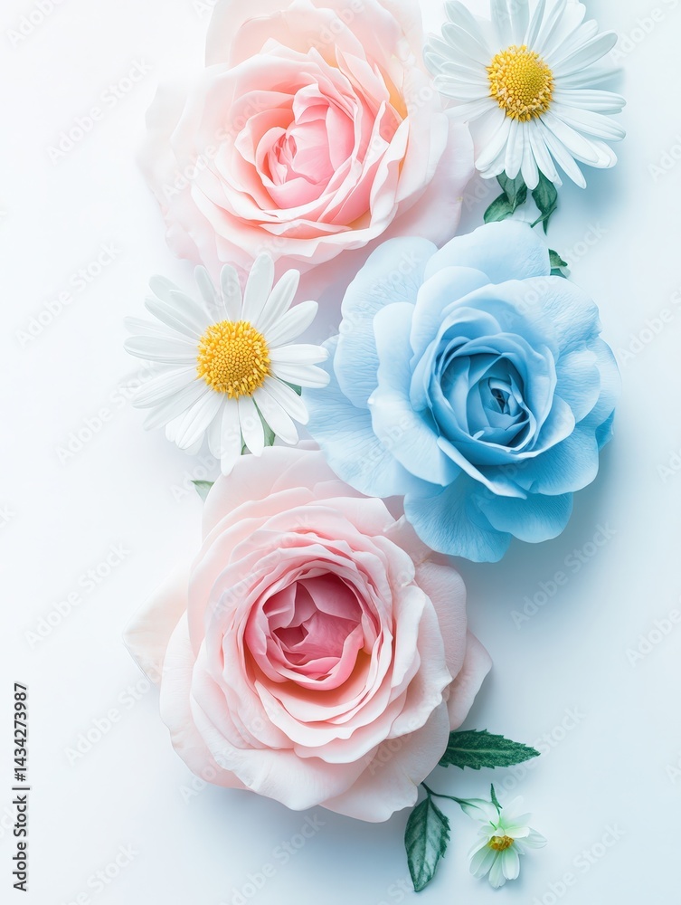 Fototapeta premium Pastel Roses and Daisies
