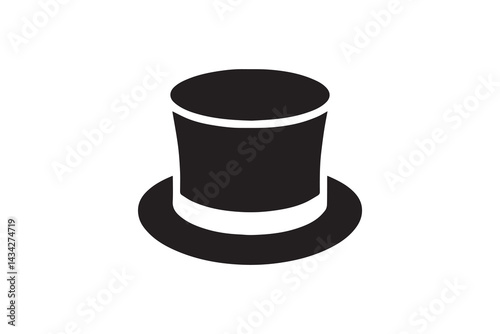 simple and unobtrusive Top hat vector silhouette illustration isolated in white background