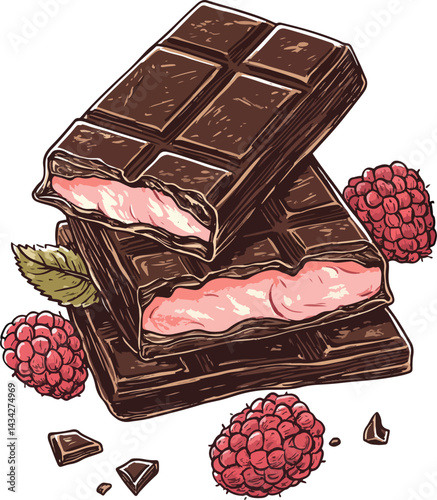 Arrangement of dubai chocolate bar with raspberry filling