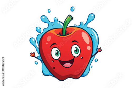 red apple with a water splash showcasing freshness 2.eps