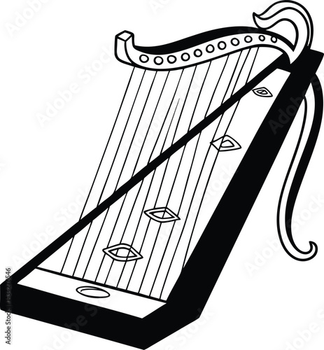 harp on white background