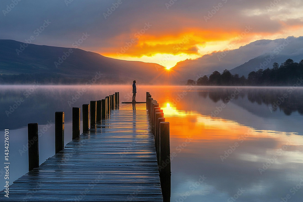 Fototapeta premium sunrise over lake