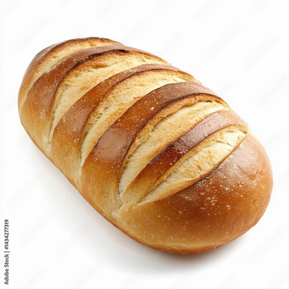 Soft and Fresh French Bread Loaf Isolated on White Background Generative AI