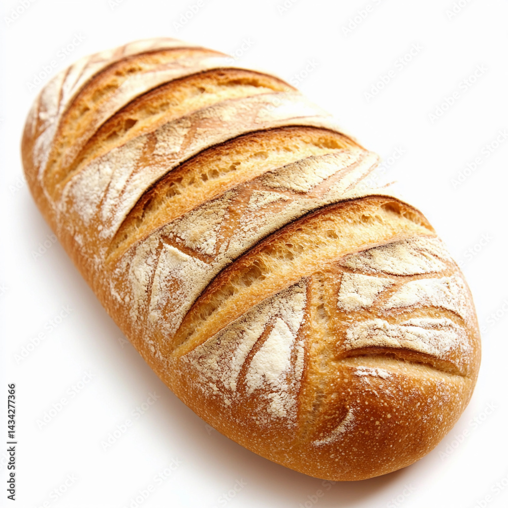 Fresh and soft French bread loaf on white background Generative AI