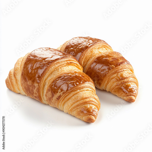 Obraz na płótnie Fresh croissant and hot coffee for a delightful breakfast Generative AI w salonie