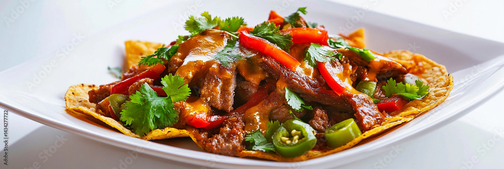 Gourmet Mexican meat dish with fresh toppings served Generative AI