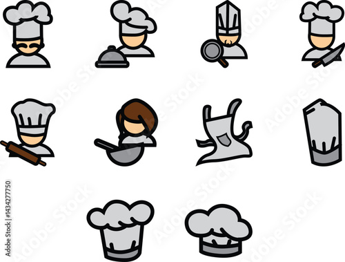 set of funny cartoon chef