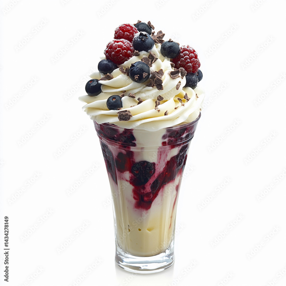 White chocolate berry fusion sundae presented deliciously Generative AI