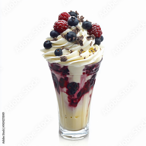 Obraz na płótnie White chocolate berry fusion sundae presented deliciously Generative AI w salonie