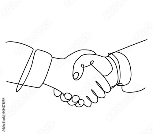 handshake of two people continuous endless line. Business and cooperation and deal concept. flat vector illustration isolated on white background
