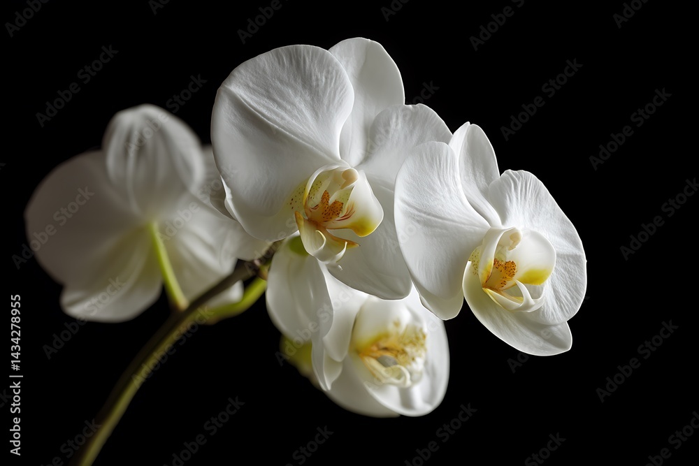 Obraz premium Stunning white phalaenopsis orchid close-up on black 