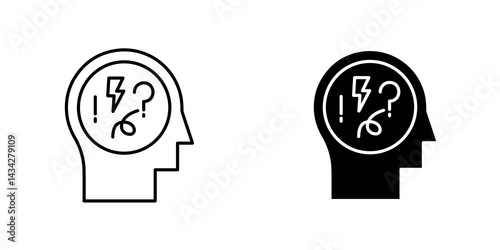Anxiety icon vector solid logo illustration. Flat and line style for graphic design, Website