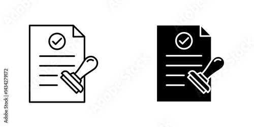 Approved document icon vector solid logo illustration. Flat and line style for graphic design, Website