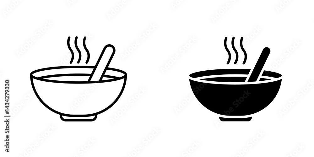 Bowl of soup icon vector solid logo illustration. Flat and line style for graphic design, Website Bowl of soup icon vector solid logo illustration. Flat and line style for graphic design, Website