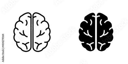 Brain icon vector solid logo illustration. Flat and line style for graphic design, Website