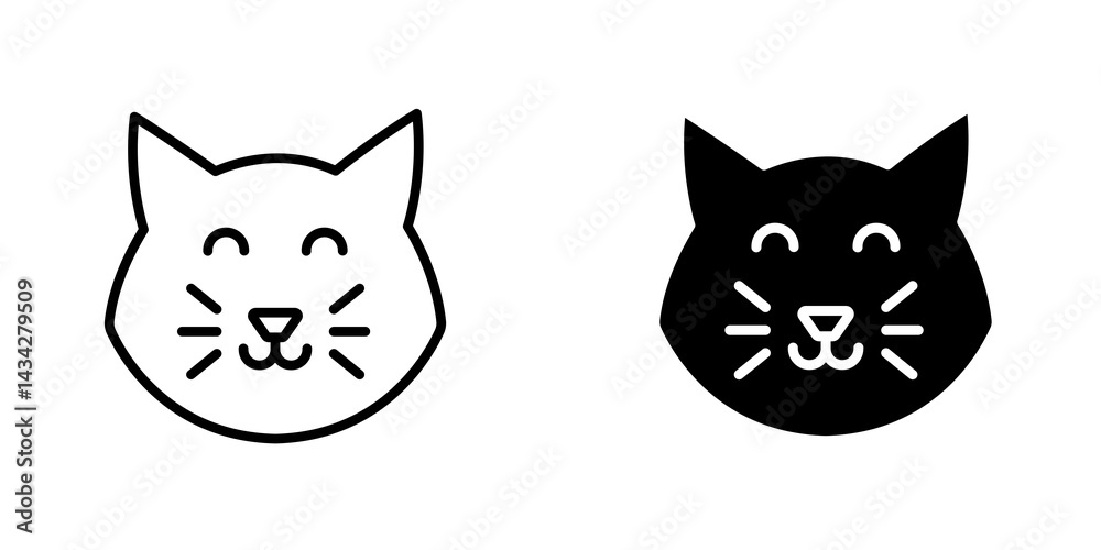 Fototapeta premium Cat icon vector solid logo illustration. Flat and line style for graphic design, Website
